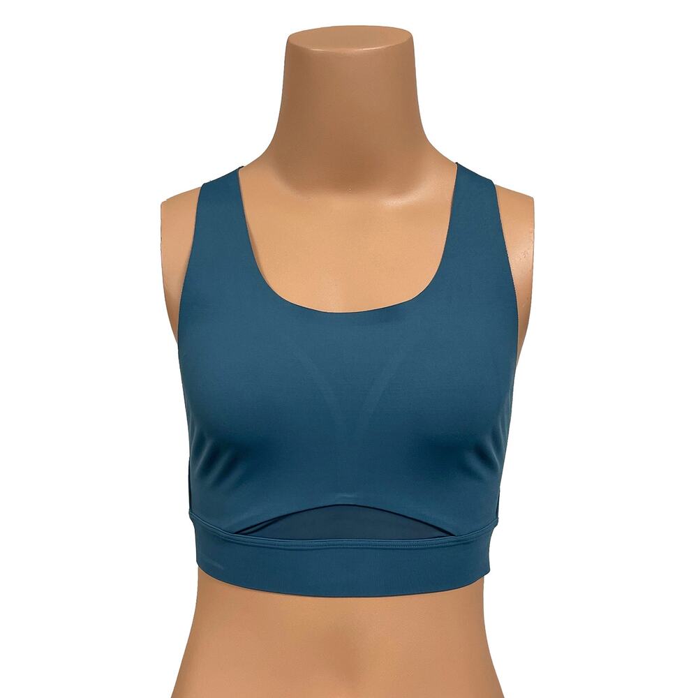 Athleta High Gear Bra A-C Sz S Longline Sequoia Blue Medium Impact Racerback